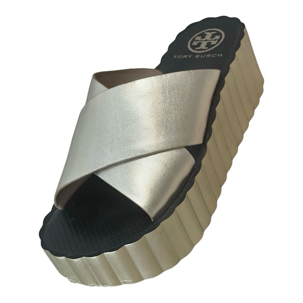 Tory Burch Silver and Black Platform Sandals - Picture 3 of 13